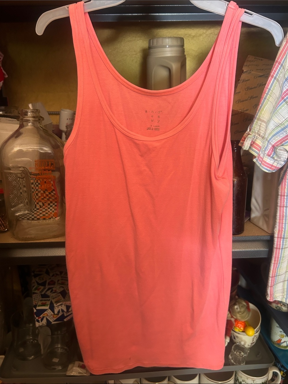 Andeawy Women's stretch Coral Tank Top with Scoop Neck XL